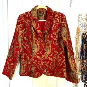🎀 Stunning Brocade JACKET M Gold Pristine Holidays Celebrations 🎀